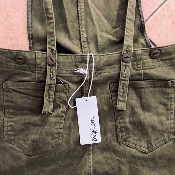 Olive Green Open Back Overalls SPetite - Picture 5 of 8